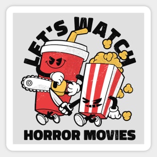 Let's Watch Horror Movies // Funny Retro Cartoon Horror Movie Addict Sticker